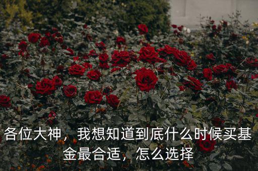 各位大神，我想知道到底什么時候買基金最合適，怎么選擇