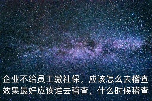 企業(yè)不給員工繳社保，應(yīng)該怎么去稽查效果最好應(yīng)該誰去稽查，什么時候稽查