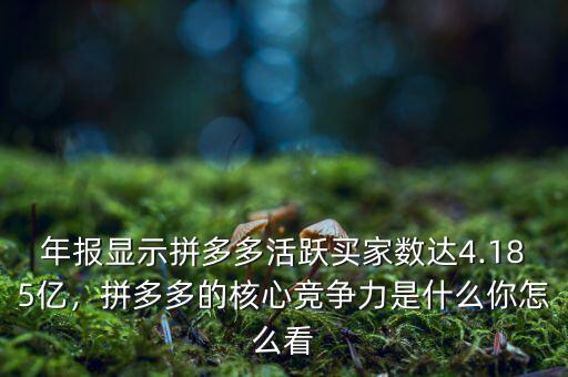 年報顯示拼多多活躍買家數(shù)達4.185億，拼多多的核心競爭力是什么你怎么看