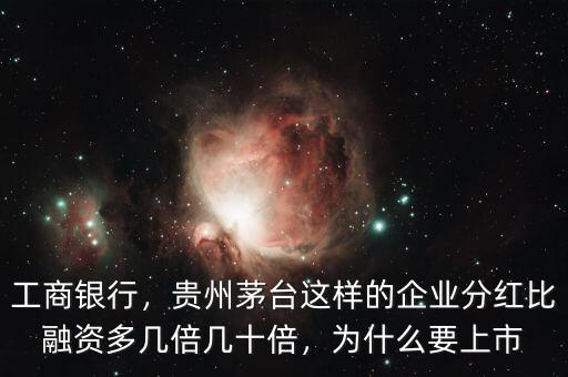 工商銀行，貴州茅臺(tái)這樣的企業(yè)分紅比融資多幾倍幾十倍，為什么要上市