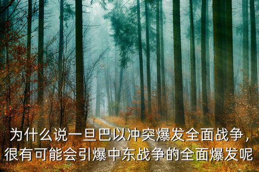 為什么說一旦巴以沖突爆發(fā)全面戰(zhàn)爭，很有可能會(huì)引爆中東戰(zhàn)爭的全面爆發(fā)呢