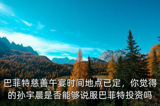 巴菲特慈善午宴時間地點(diǎn)已定，你覺得的孫宇晨是否能夠說服巴菲特投資嗎