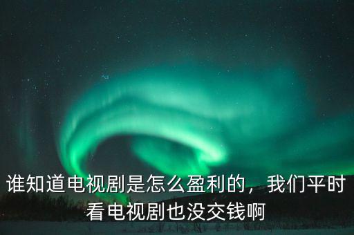 誰知道電視劇是怎么盈利的，我們平時看電視劇也沒交錢啊