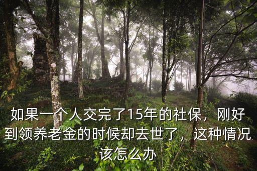如果一個(gè)人交完了15年的社保，剛好到領(lǐng)養(yǎng)老金的時(shí)候卻去世了，這種情況該怎么辦