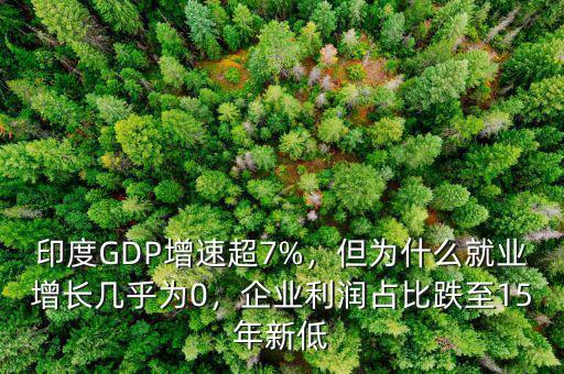 印度GDP增速超7%，但為什么就業(yè)增長幾乎為0，企業(yè)利潤占比跌至15年新低