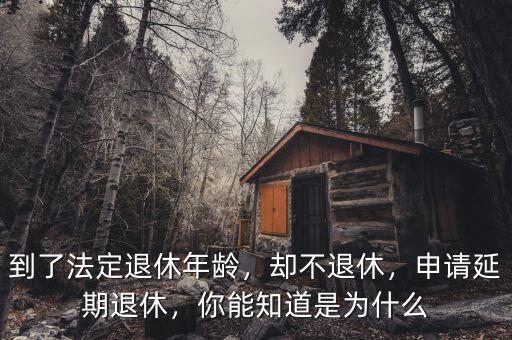 到了法定退休年齡，卻不退休，申請(qǐng)延期退休，你能知道是為什么