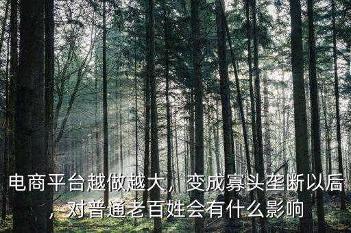 電商平臺越做越大，變成寡頭壟斷以后，對普通老百姓會有什么影響