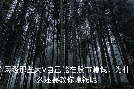 網(wǎng)絡(luò)那些大V自己能在股市賺錢(qián)，為什么還要教你賺錢(qián)呢