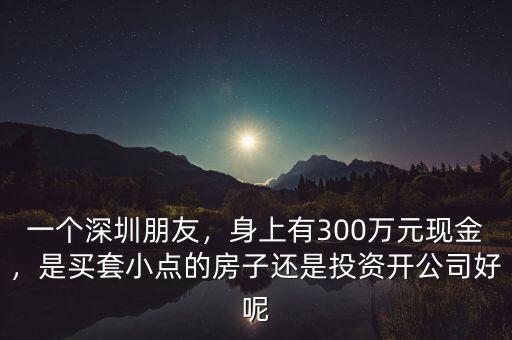 一個(gè)深圳朋友，身上有300萬元現(xiàn)金，是買套小點(diǎn)的房子還是投資開公司好呢
