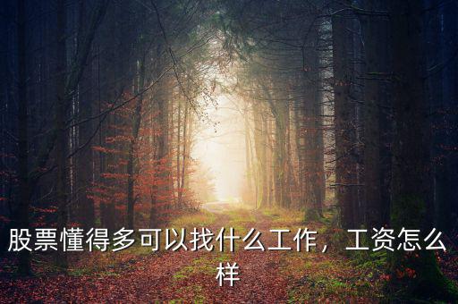股票懂得多可以找什么工作，工資怎么樣