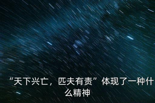 “天下興亡，匹夫有責(zé)”體現(xiàn)了一種什么精神
