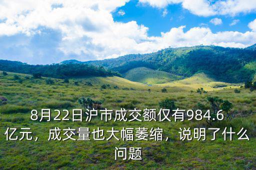8月22日滬市成交額僅有984.6億元，成交量也大幅萎縮，說明了什么問題