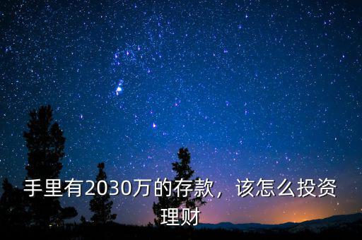 手里有2030萬的存款，該怎么投資理財(cái)