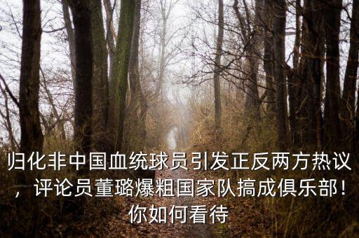 歸化非中國(guó)血統(tǒng)球員引發(fā)正反兩方熱議，評(píng)論員董璐爆粗國(guó)家隊(duì)搞成俱樂(lè)部！你如何看待