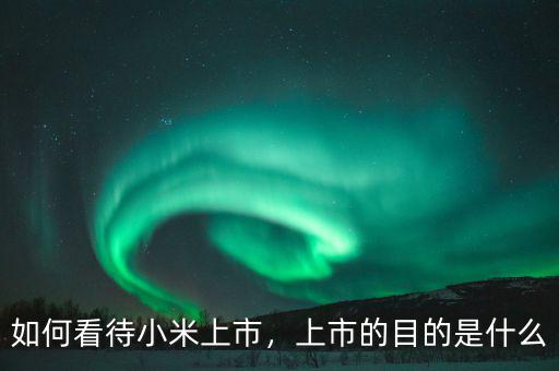 如何看待小米上市，上市的目的是什么