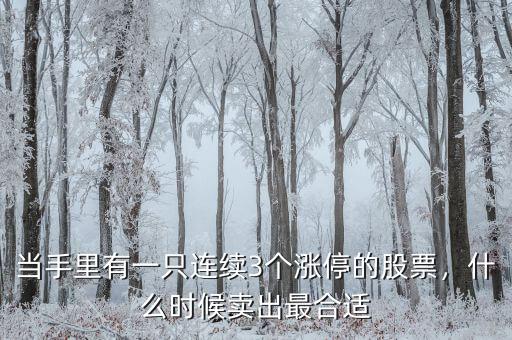 當手里有一只連續(xù)3個漲停的股票，什么時候賣出最合適