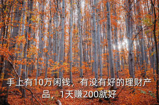 手上有10萬(wàn)閑錢，有沒(méi)有好的理財(cái)產(chǎn)品，1天賺200就好