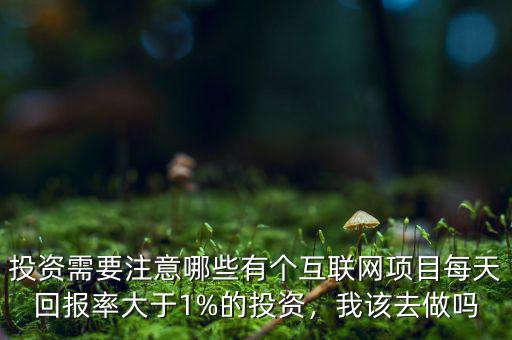 投資需要注意哪些有個互聯(lián)網(wǎng)項目每天回報率大于1%的投資，我該去做嗎
