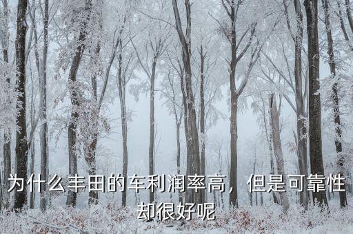 為什么豐田的車?yán)麧?rùn)率高，但是可靠性卻很好呢