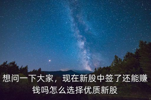 想問一下大家，現(xiàn)在新股中簽了還能賺錢嗎怎么選擇優(yōu)質(zhì)新股