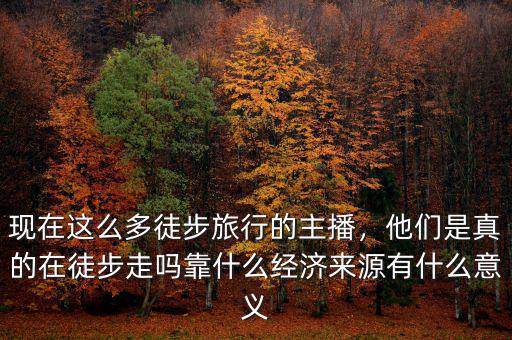 現(xiàn)在這么多徒步旅行的主播，他們是真的在徒步走嗎靠什么經(jīng)濟(jì)來(lái)源有什么意義