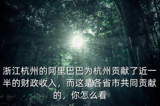 浙江杭州的阿里巴巴為杭州貢獻(xiàn)了近一半的財(cái)政收入，而這是各省市共同貢獻(xiàn)的，你怎么看