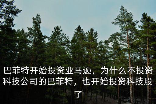 巴菲特開始投資亞馬遜，為什么不投資科技公司的巴菲特，也開始投資科技股了