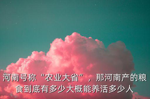 河南號稱“農(nóng)業(yè)大省”，那河南產(chǎn)的糧食到底有多少大概能養(yǎng)活多少人