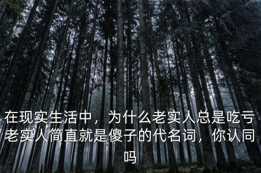 在現實生活中，為什么老實人總是吃虧老實人簡直就是傻子的代名詞，你認同嗎