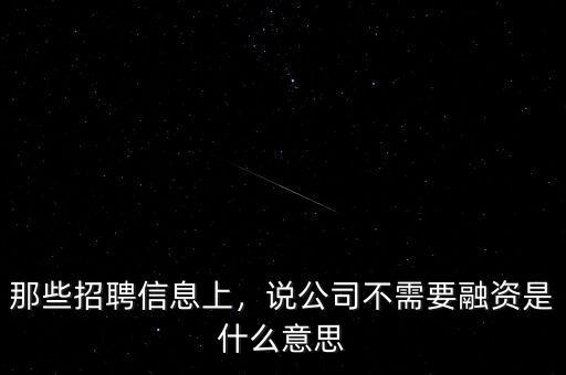 那些招聘信息上，說公司不需要融資是什么意思