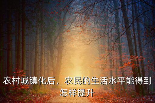 農(nóng)村城鎮(zhèn)化后，農(nóng)民的生活水平能得到怎樣提升