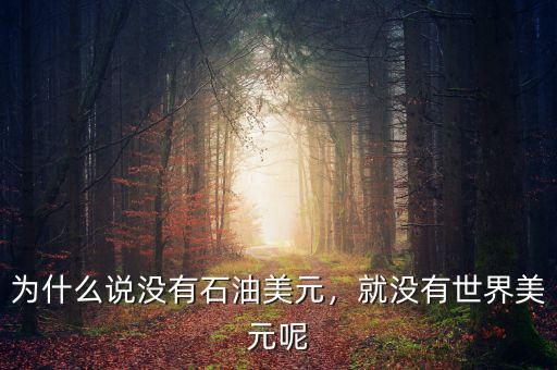 為什么說沒有石油美元，就沒有世界美元呢
