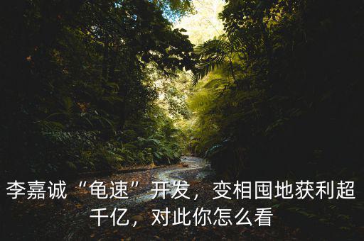 李嘉誠(chéng)“龜速”開發(fā)，變相囤地獲利超千億，對(duì)此你怎么看