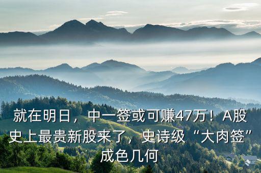 就在明日，中一簽或可賺47萬！A股史上最貴新股來了，史詩級“大肉簽”成色幾何