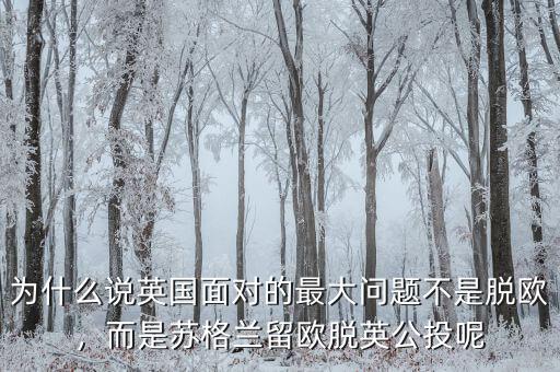 為什么說(shuō)英國(guó)面對(duì)的最大問題不是脫歐，而是蘇格蘭留歐脫英公投呢