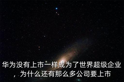 華為沒有上市一樣成為了世界超級企業(yè)，為什么還有那么多公司要上市