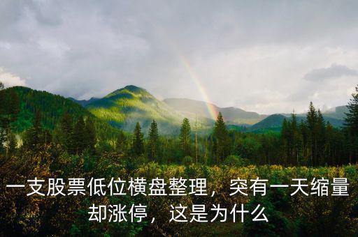 一支股票低位橫盤整理，突有一天縮量卻漲停，這是為什么