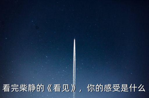 看完柴靜的《看見》，你的感受是什么