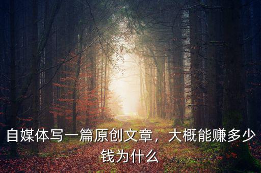 自媒體寫一篇原創(chuàng)文章，大概能賺多少錢為什么