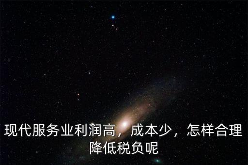 現(xiàn)代服務(wù)業(yè)利潤高，成本少，怎樣合理降低稅負(fù)呢