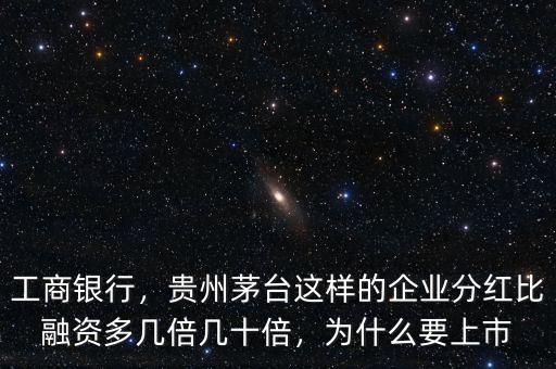 工商銀行，貴州茅臺(tái)這樣的企業(yè)分紅比融資多幾倍幾十倍，為什么要上市