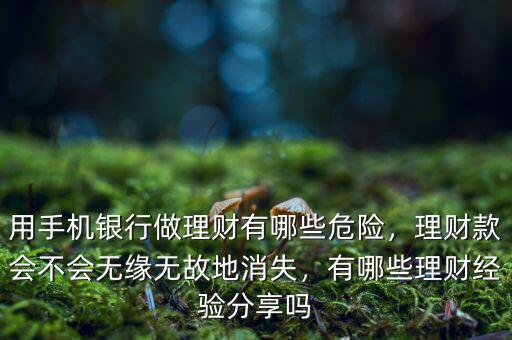 用手機(jī)銀行做理財(cái)有哪些危險(xiǎn)，理財(cái)款會(huì)不會(huì)無(wú)緣無(wú)故地消失，有哪些理財(cái)經(jīng)驗(yàn)分享嗎