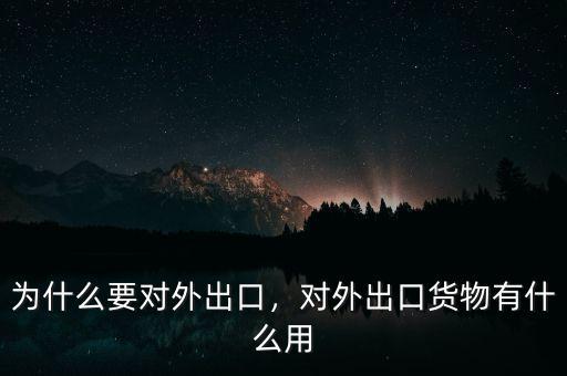 為什么要對外出口，對外出口貨物有什么用