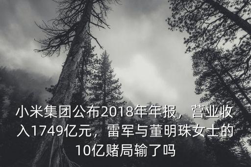 小米集團(tuán)公布2018年年報(bào)，營(yíng)業(yè)收入1749億元，雷軍與董明珠女士的10億賭局輸了嗎