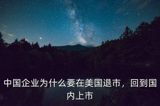 中國企業(yè)為什么要在美國退市，回到國內上市