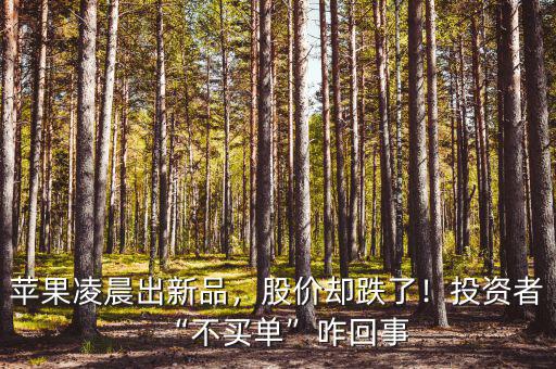 蘋果凌晨出新品，股價(jià)卻跌了！投資者“不買單”咋回事