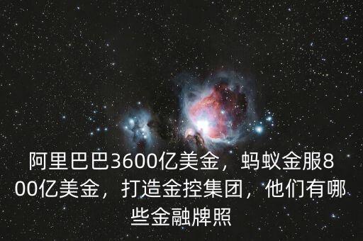 阿里巴巴3600億美金，螞蟻金服800億美金，打造金控集團(tuán)，他們有哪些金融牌照