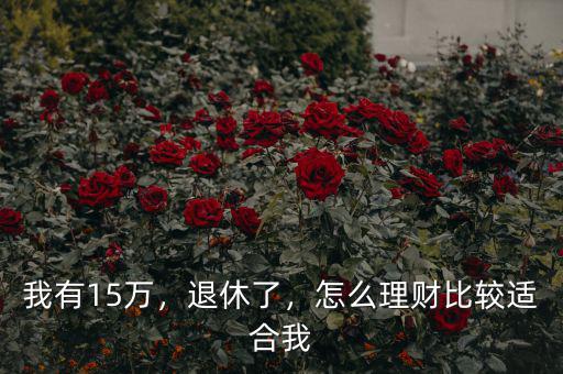 我有15萬，退休了，怎么理財(cái)比較適合我