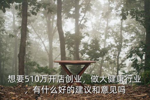想要510萬開店創(chuàng)業(yè)，做大健康行業(yè)，有什么好的建議和意見嗎
