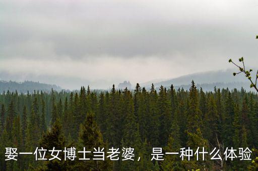 娶一位女博士當老婆，是一種什么體驗